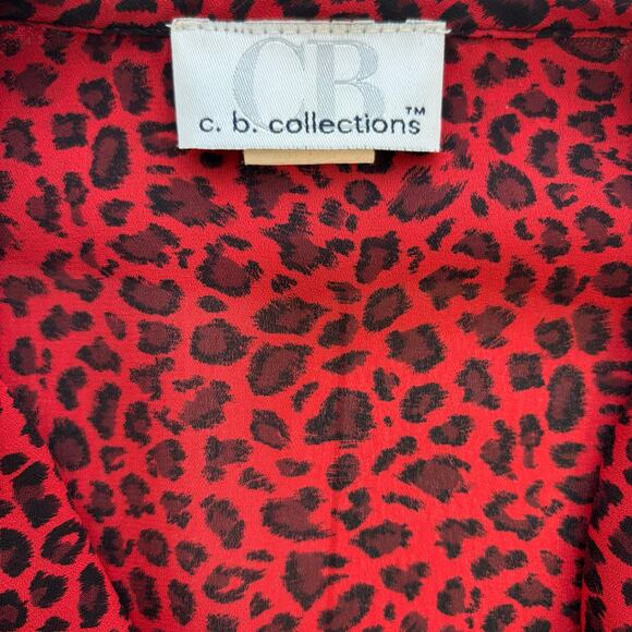 C.B. Collections Red and Black Leopard Print Faux Tank Blouse - Picture 8 of 10